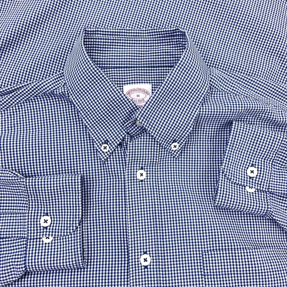 Brooks Brothers Other - Brooks Brothers Shirt Men Medium Blue Button Up Madison Check Plaid Poplin